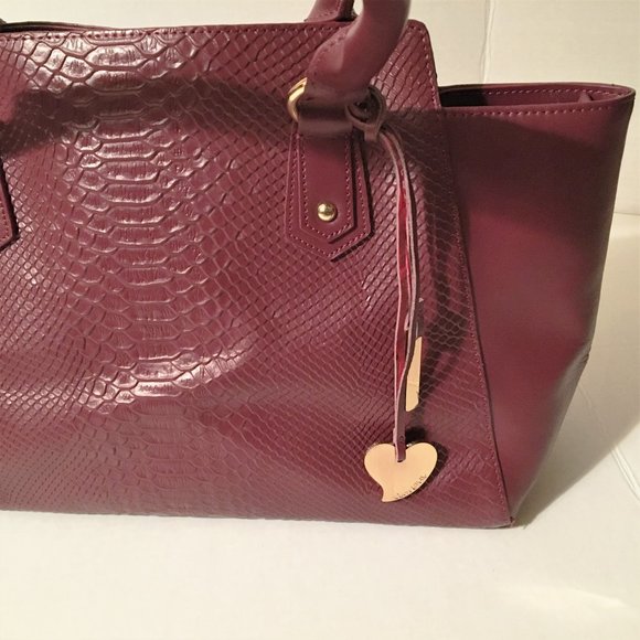 Cuore & Pelle Leather Snakeskin Musette Bag Handbag Carryall Tote - Picture 3 of 8